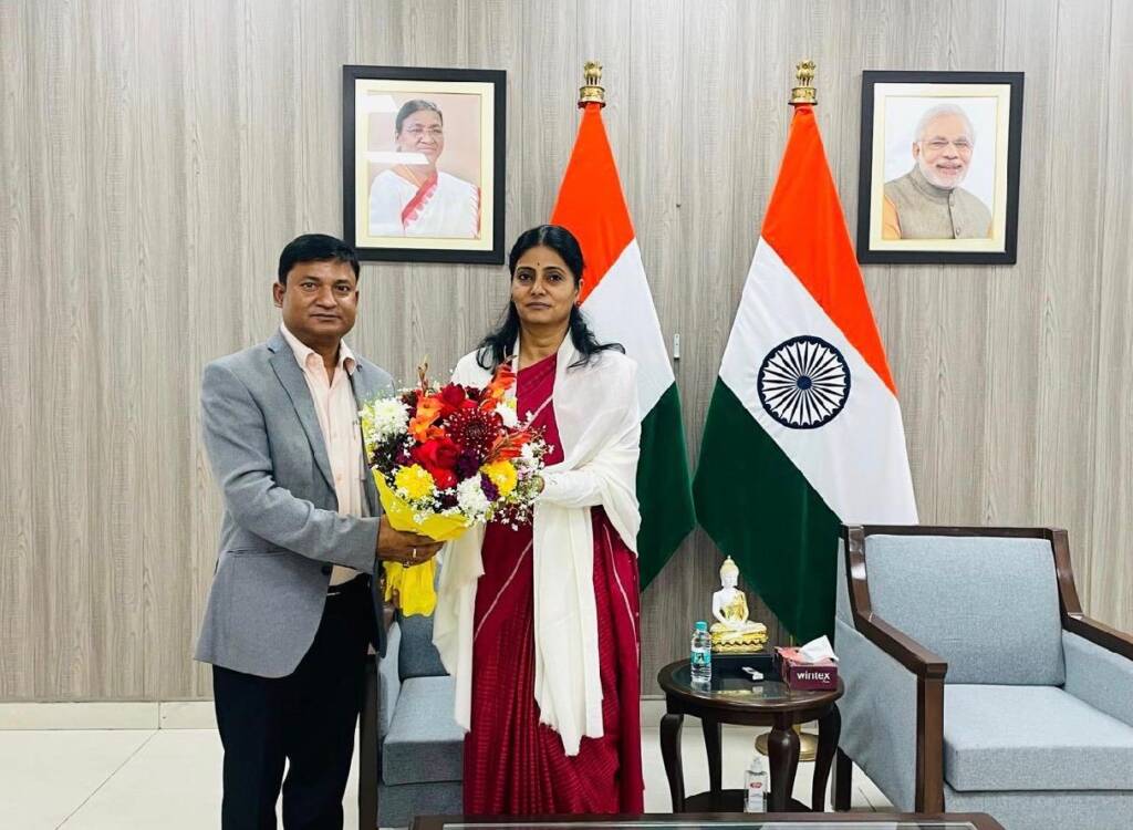 LBWFB Founder Divakr Patel meeting with Smt. Anupriya Patel takes charge as Union Minister of State in the Ministry of Health & Family Welfare, Chemicals & Fertilizer